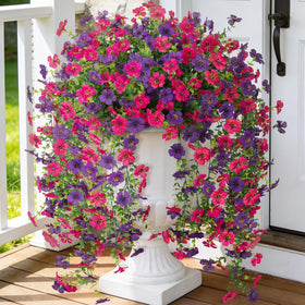 Hrobek fake hanging flowers outdoor 2-pack enhances porch decor with UV-resistant realism.
