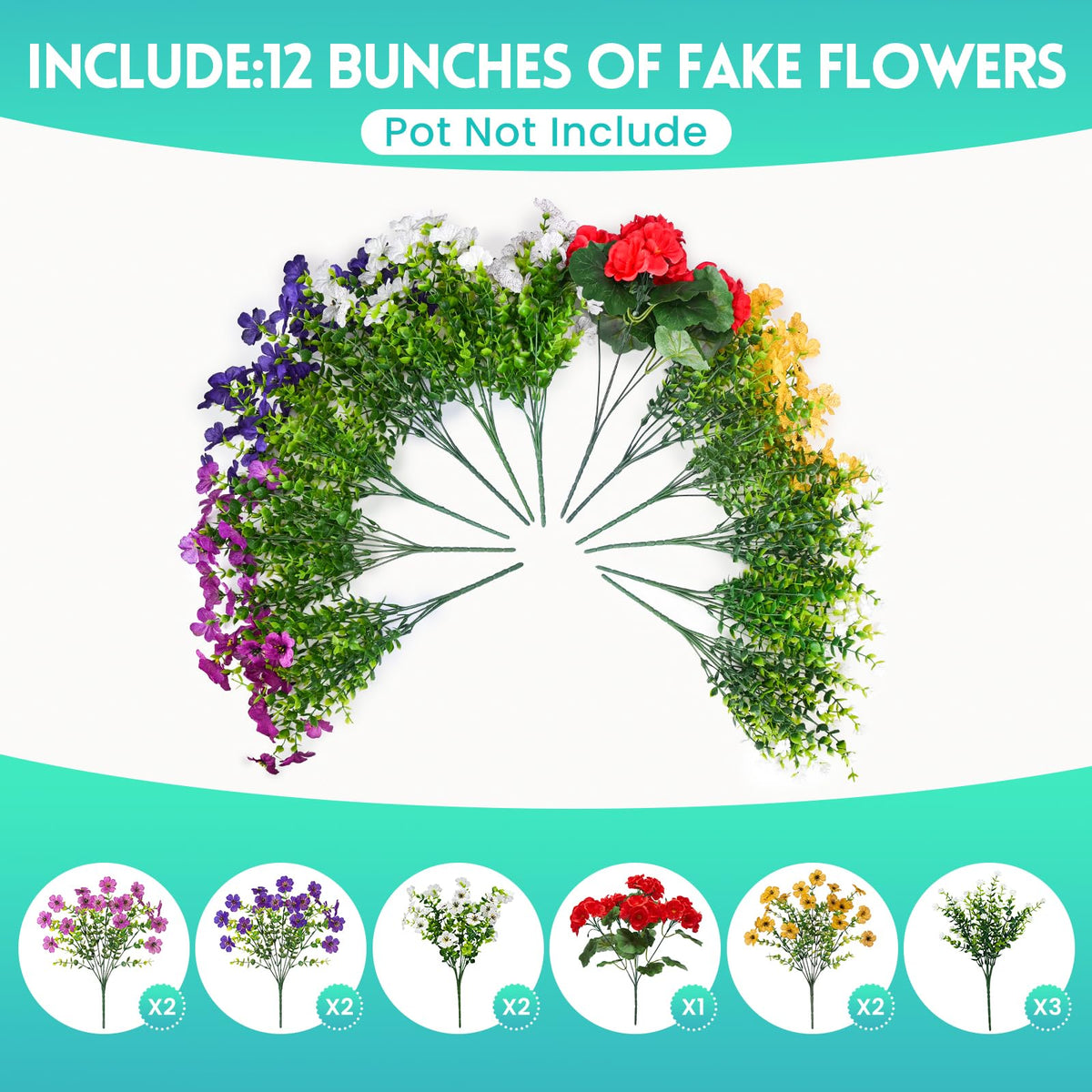Hrobek fake flowers 12-bunches pack ready for instant decor.