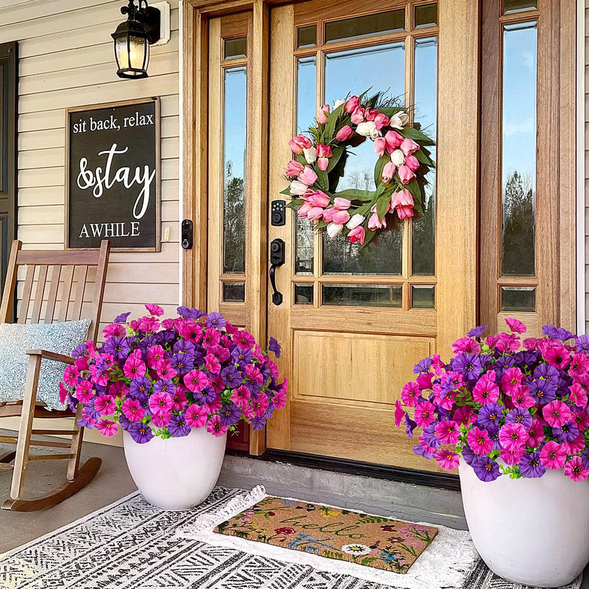 Hrobek faux petunias add colorful blooms to porches
