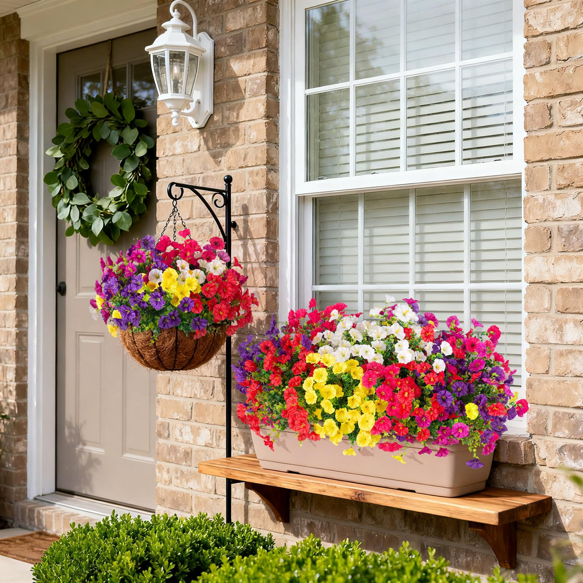 Hrobek front porch decor with hanging or in planters for natural charm.