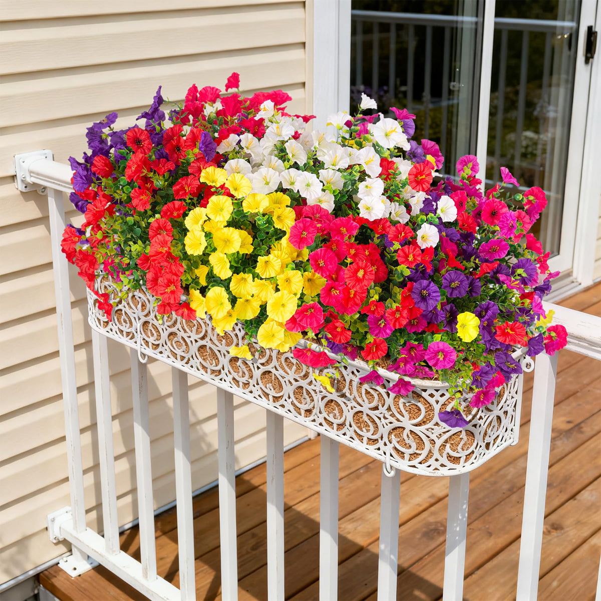 Hrobek hanging basket decor flowers with realistic look for outdoor spaces.