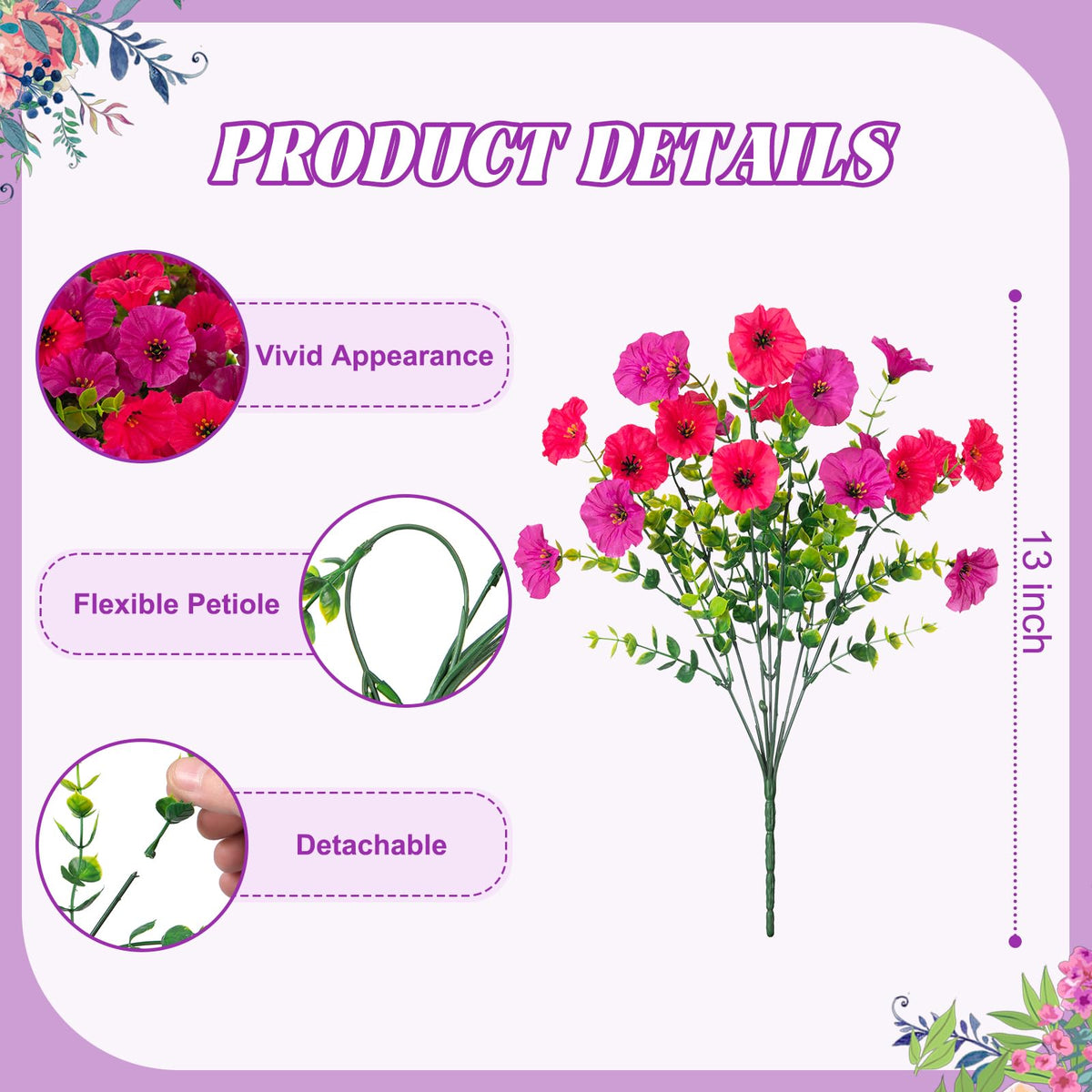 Hrobek hot pink and purple morning glory with eucalyptus adds vibrant curb appeal