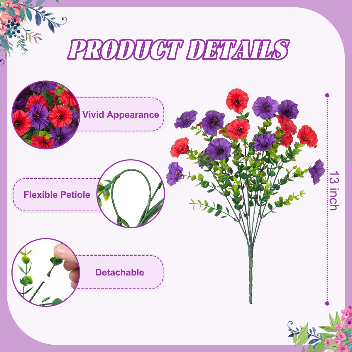 Hrobek morning glory with eucalyptus artificial blooms deliver realistic texture and color