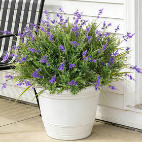 Hrobek outdoor UV-resistant faux plants on a sunlit front porch for maintenance-free curb appeal