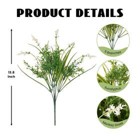 Hrobek faux monkey grass bouquet highlights lush UV-resistant display for balconies.