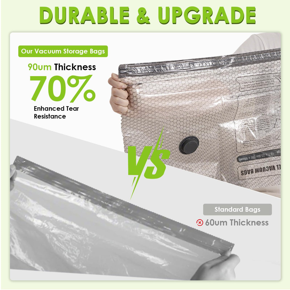 HRSDEIE 1500mAh rechargeable pump powers quick bag compression.