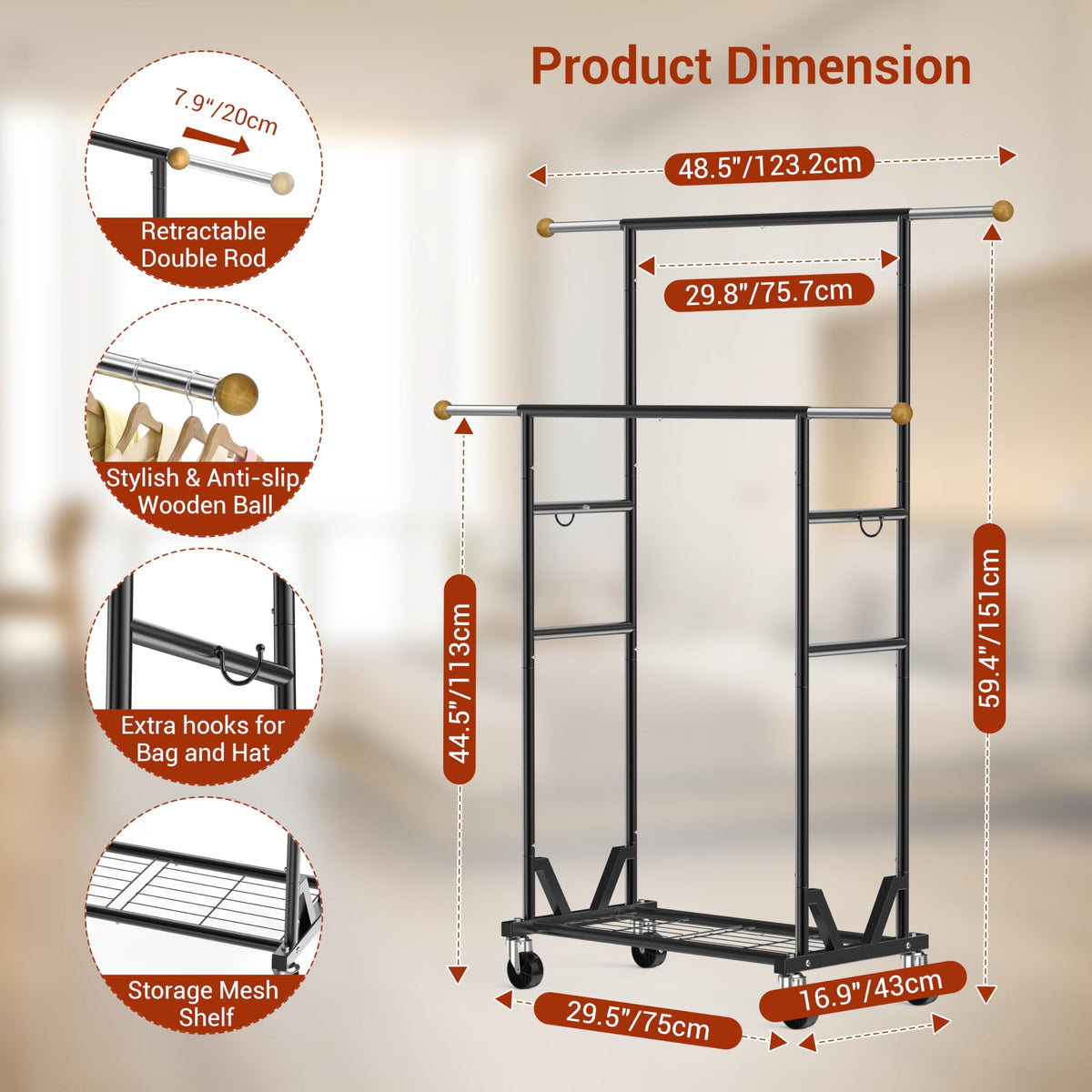HRUSGO unit featuring a mesh storage shelf for shoes and bags