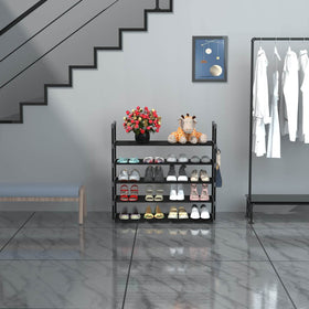 Hsscblet rack with removable shelf for boots or larger items.