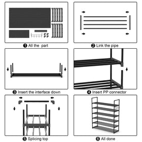 Hsscblet 6 tier rack with adjustable spacing for shoes