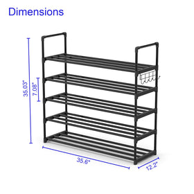 Hsscblet multi-purpose storage rack holds shoes, hats, bags, and books.