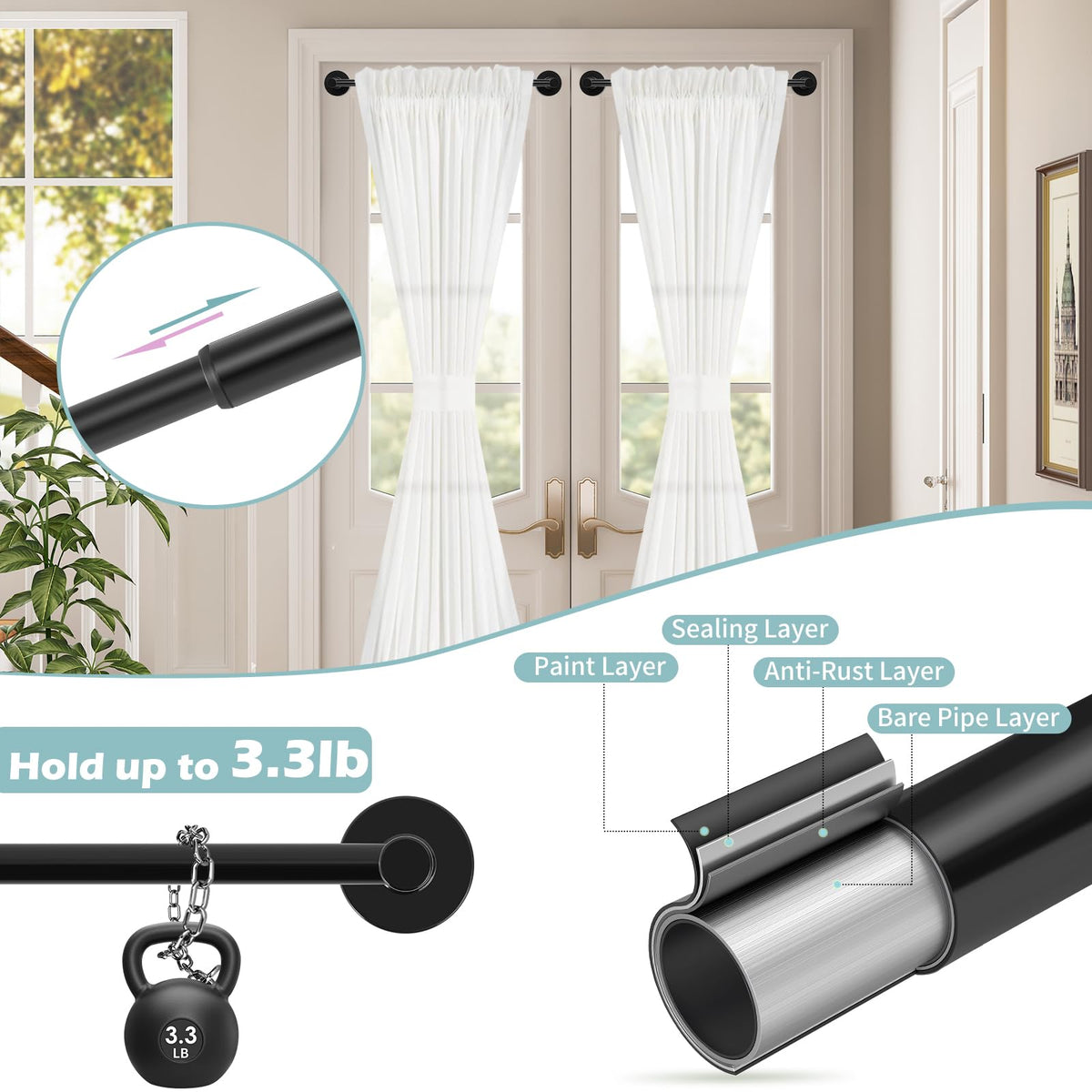HTZON magnetic curtain rod ends show strong adsorption on steel surfaces.