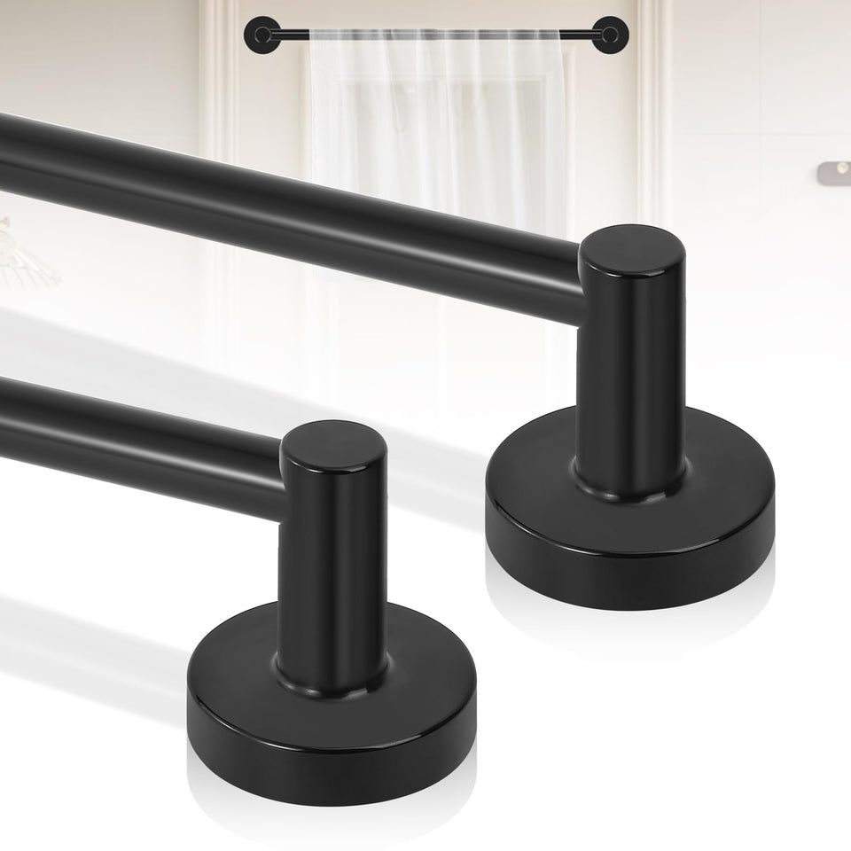 HTZON black magnetic curtain rod package included, ready for quick setup.