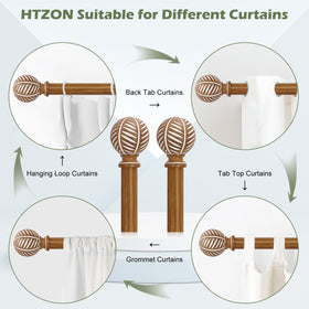 HTZON easy-install curtain rod kit enables quick setup.