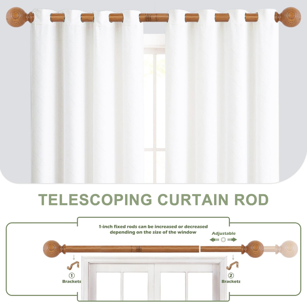 HTZON farmhouse-style curtain rod complements cozy living spaces and kitchens.