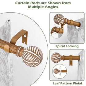 HTZON imitation wood grain finial with leaf-spherical design enhances bedroom windows