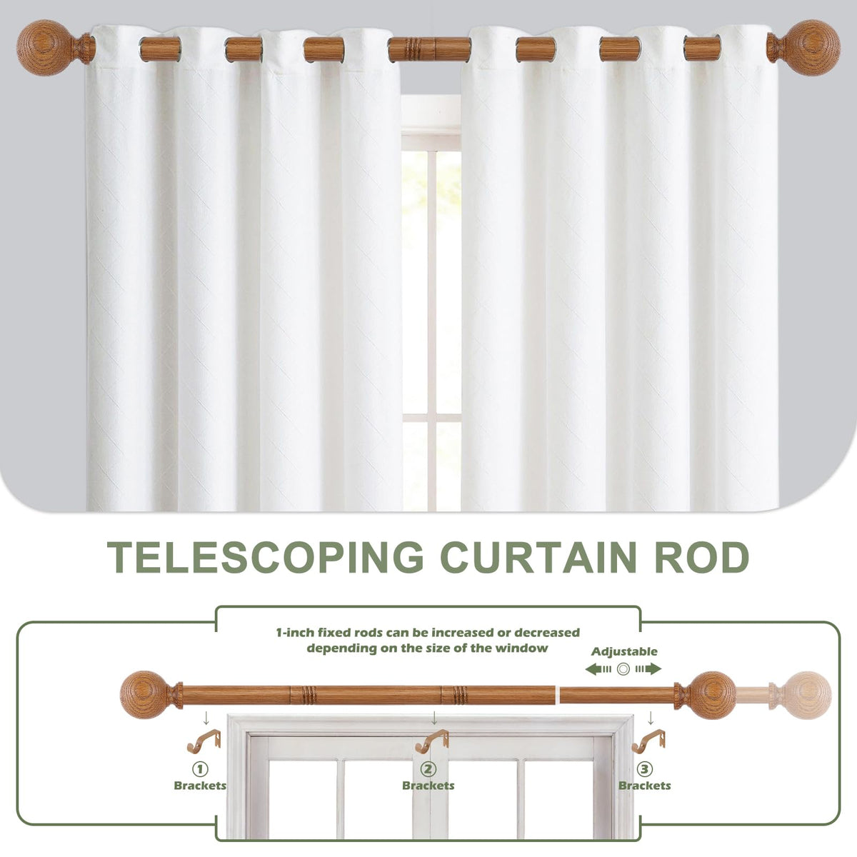 HTZON adjustable length accommodates 36–88 inch windows