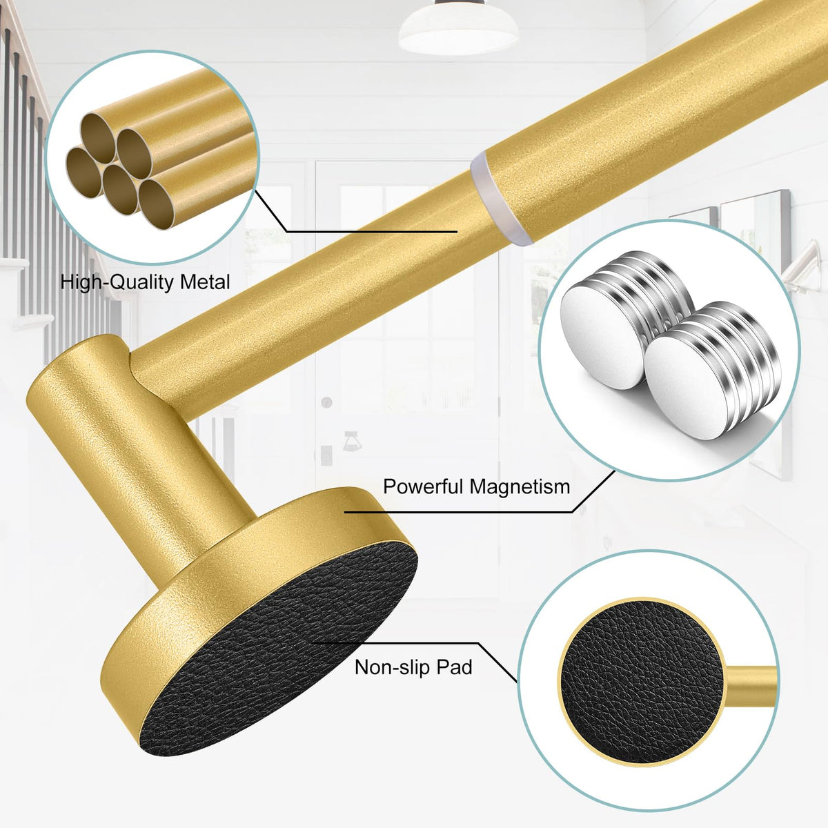 HTZON storage-utility rod mounted on metal surface for organization