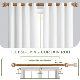 HTZON telescoping curtain rod adjustable length fits a range of window sizes