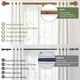HTZON telescoping curtain rod system lets you tailor length precisely.