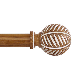HTZON wood-boho curtain rod set in brown finish for a warm living room ambiance
