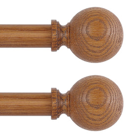 HTZON wood grain ball curtain rod finial enhances rustic decor and visual cohesion.