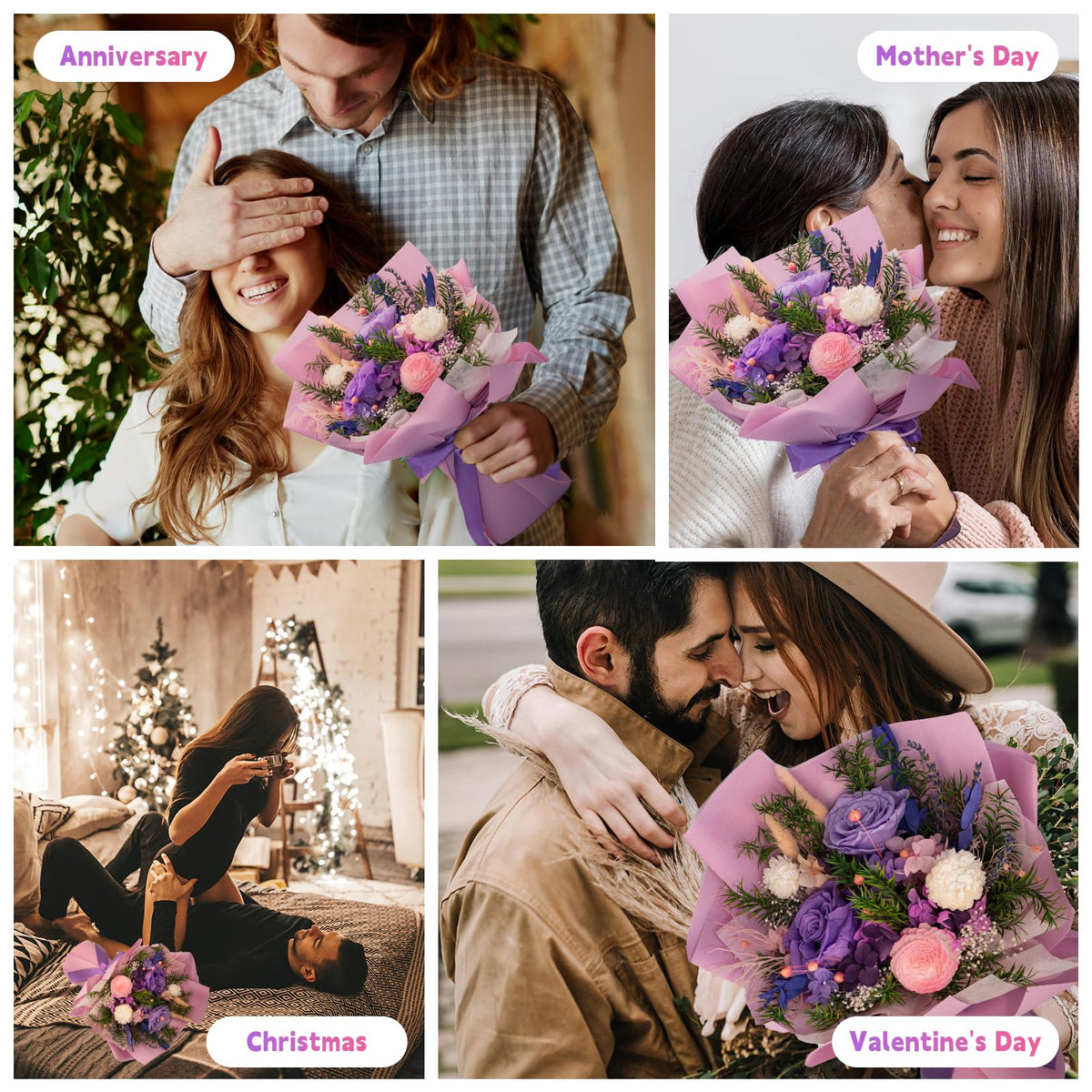 Allergy-friendly preserved blooms with no pollen.