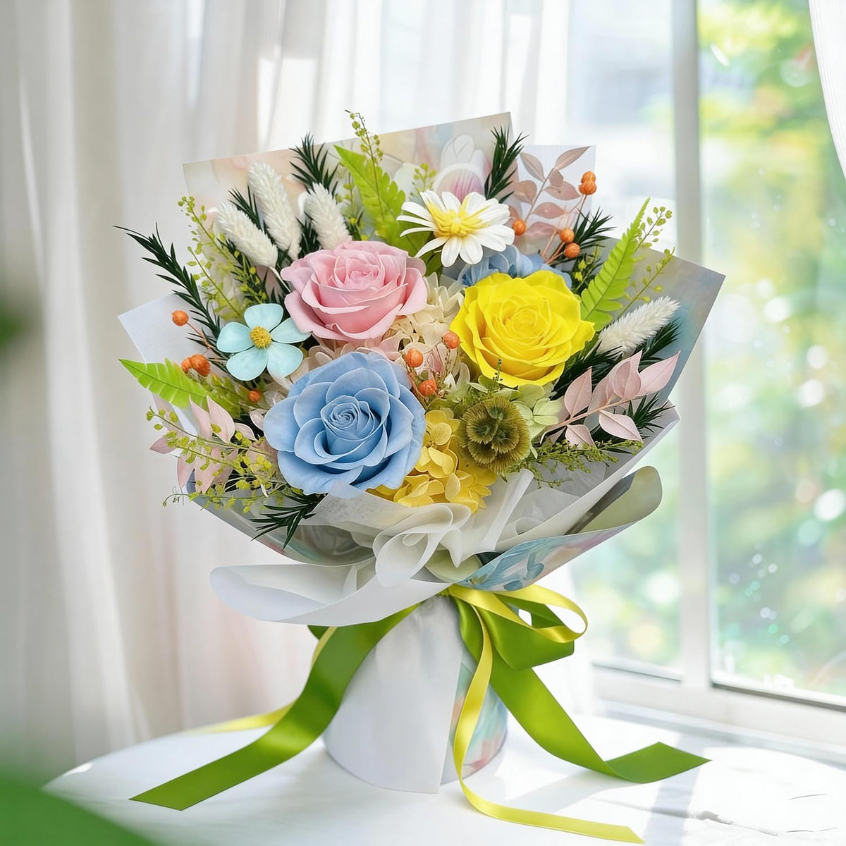 HUACHIPLUS crafted preserved flowers, each piece unique, ensuring a refined, lasting centerpiece.