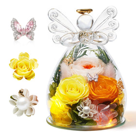 HUACHIPLUS Forever Angel Roses in a glass figurine, timeless gifting appeal.