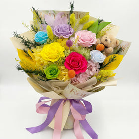 HUACHIPLUS Forever Flower red roses bouquet, a lasting centerpiece for home or gifting