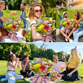 HUACHIPLUS greeting-card-included bouquet, personalize messages for Mom or partner