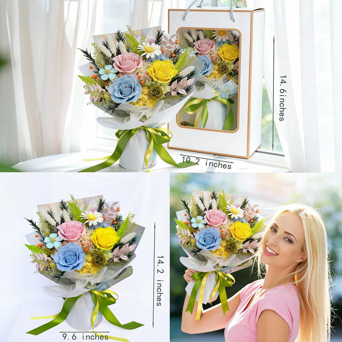 HUACHIPLUS preserved rose box opens easily, ready to gift with a personal message.