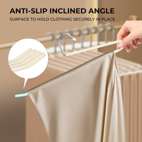 HUADYMEET space-saving pant hanger in a compact closet setup