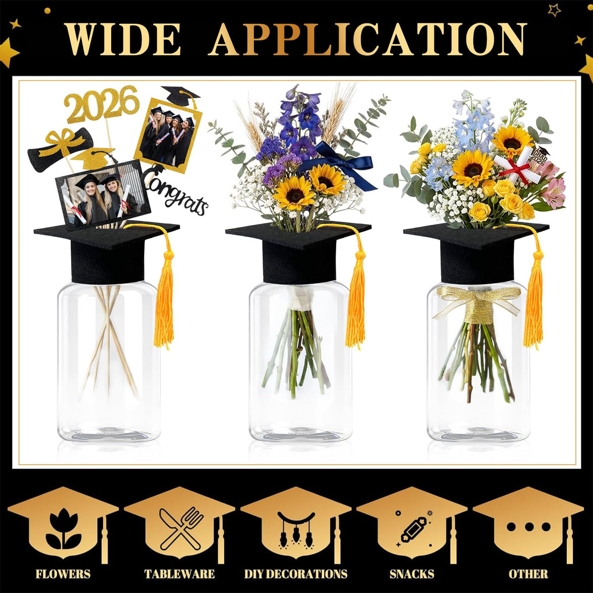 Huaerle BPA-free plastic jars offer safe, lightweight centerpieces for outdoor events.