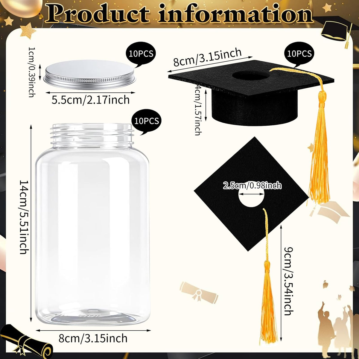 Huaerle graduation cap lid with tassel adds festive detail to centerpieces.