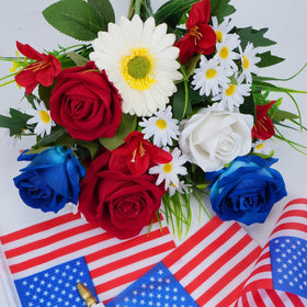 HUAESIN flag-inclusive grave flowers suitable for mantel, porch, and table