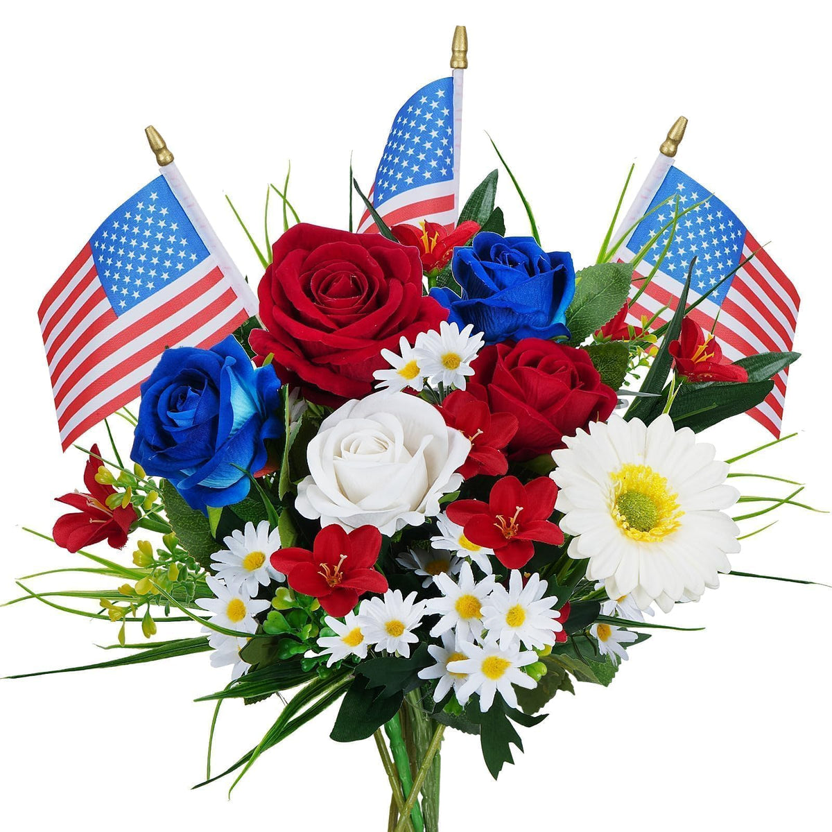 HUAESIN memorial day flowers arrangement with flags for cemetery display