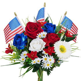 HUAESIN memorial day flowers arrangement with flags for cemetery display