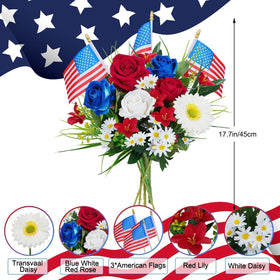 HUAESIN patriotic flower bouquet with six stems, perfect for 4th of July decor