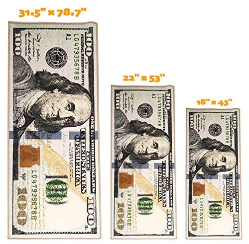 HUAHOO Money Rugs in kitchen entryway adds personality and ease of cleaning.