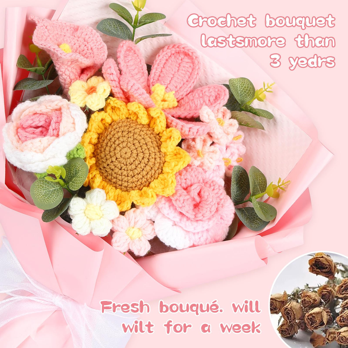 HUAHUA Crocheted Bouquet gift-card included for personalized messages