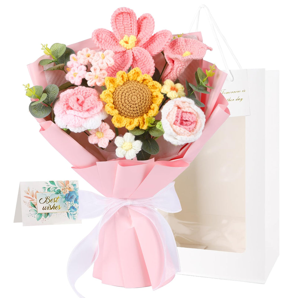 HUAHUA Crocheted Bouquet tulips close-up for vibrant home decor