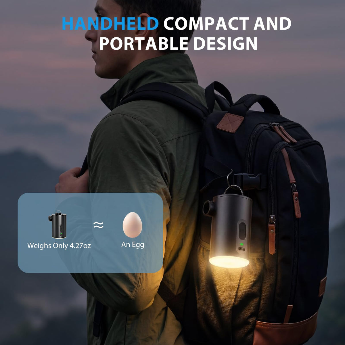 HUANTER 1600mAh rechargeable battery powers USB charging on trips