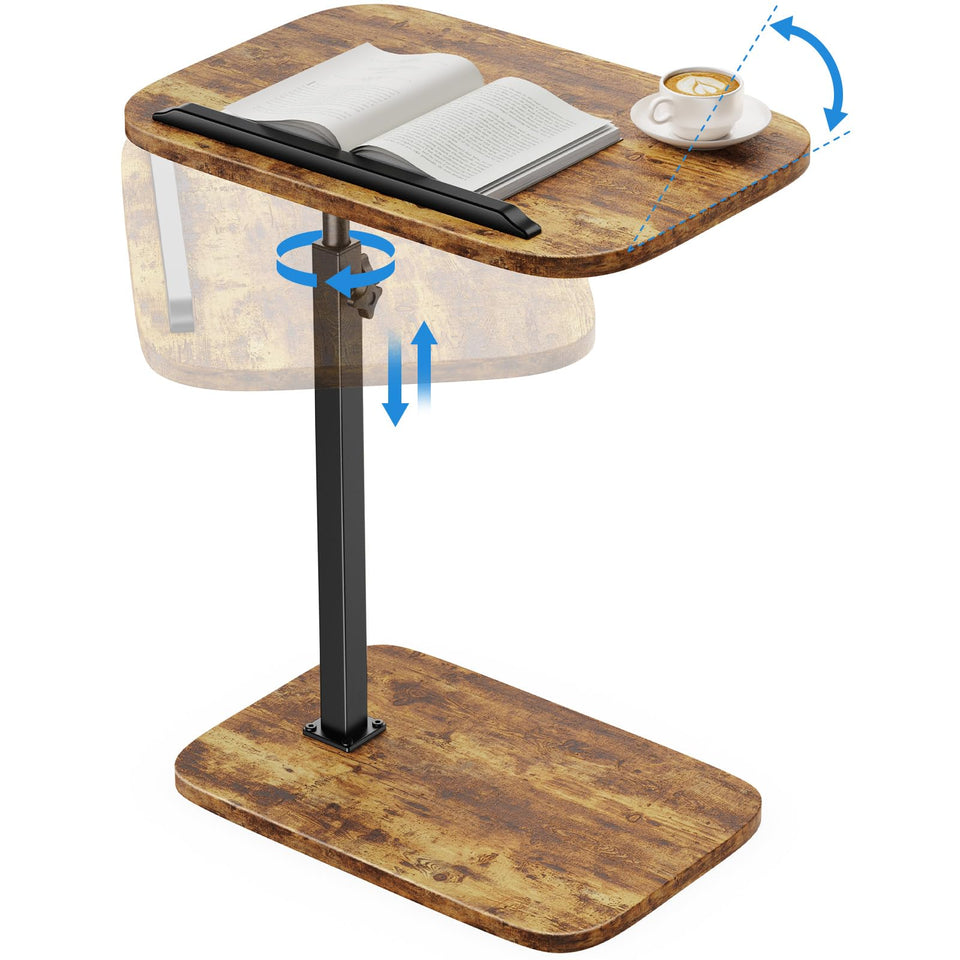 HUANUO adjustable TV tray with 360° swivel ideal for couch-side meals and laptop use.