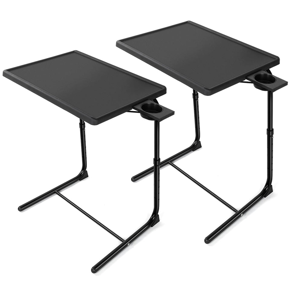 HUANUO adjustable TV tray set 2 main image shows stable dual-height frame for couch dining.