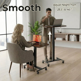 HUANUO desk with lockable casters enables stable, mobile workspace.