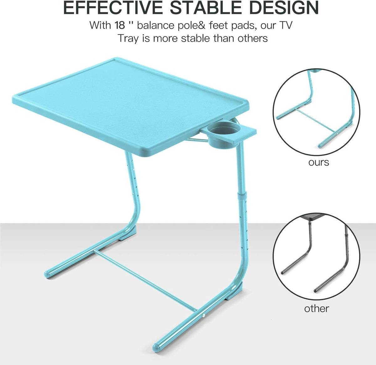 Height and tilt adjustments for ergonomic viewing with HUANUO tray.