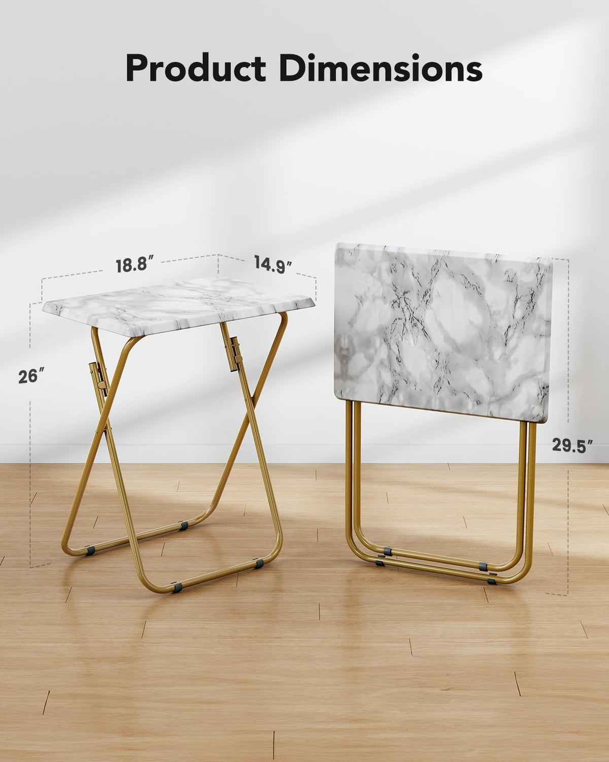 HUANUO marble-top table measures 18.8 by 14.9 inches for compact spaces
