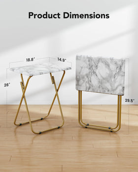 HUANUO marble-top table measures 18.8 by 14.9 inches for compact spaces