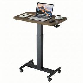 HUANUO small rolling desk in walnut top for compact bedside use.