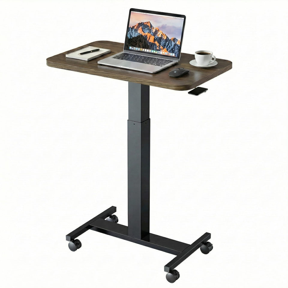 HUANUO small rolling desk in walnut top for compact bedside use.